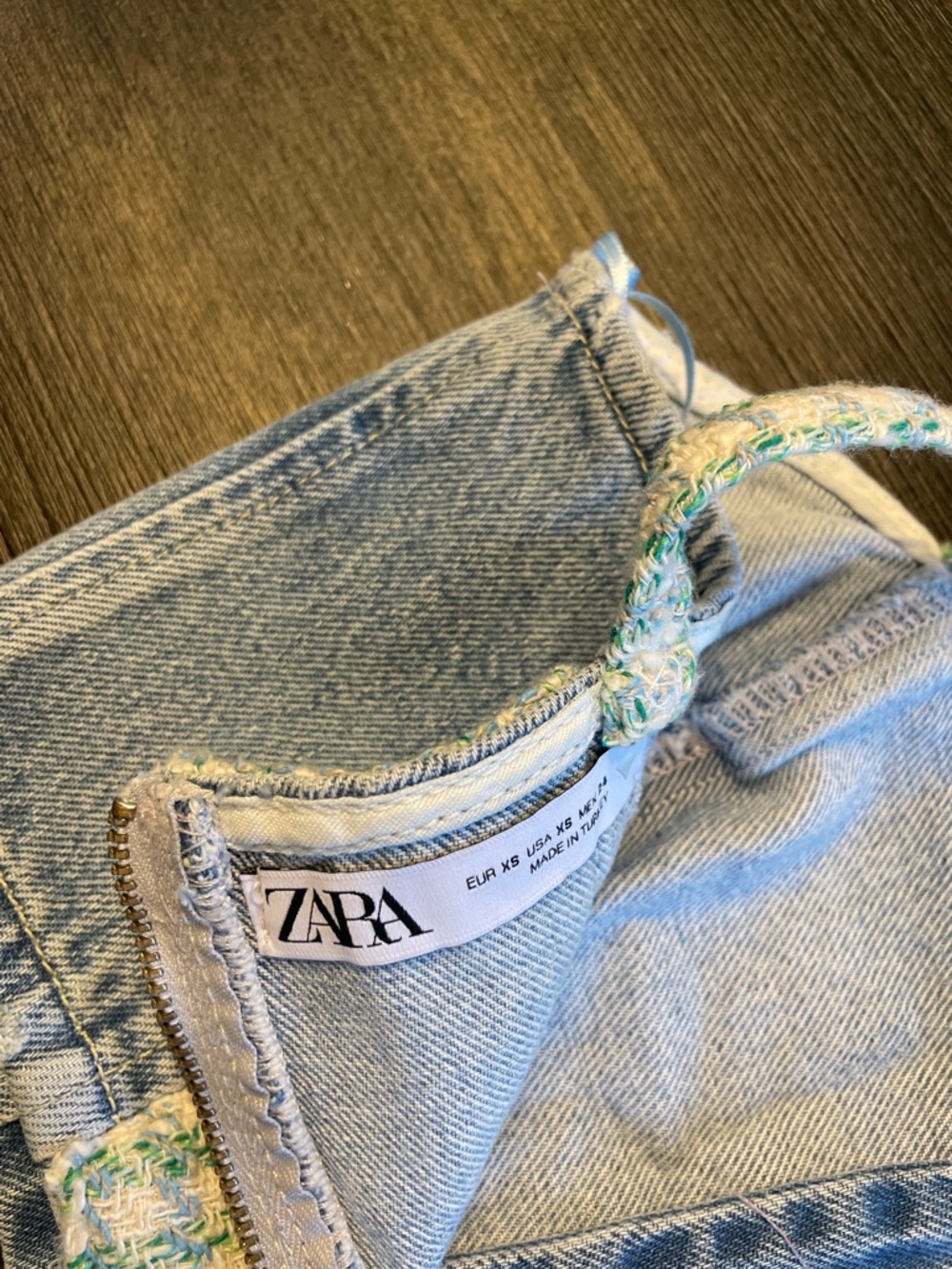 Zara Denim Crop Tank Top with Braided Straps - Picture 3 of 3